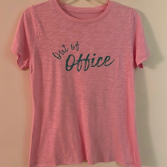ALL WORTHY “Out of Office” Short Sleeve Slub Knit Tee Shirt - Picture 1 of 5